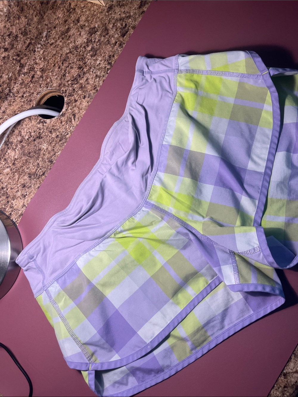 lululemon athletica Lavender and Lime Plaid Athletic Shorts